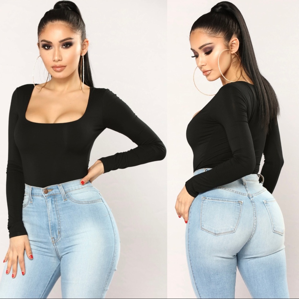 Anything But Square Long Sleeve Bodysuit Black/XS